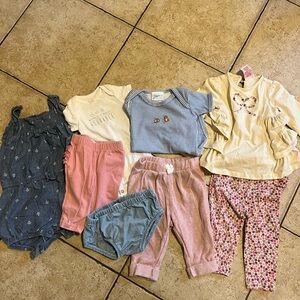 0-3 month Baby Clothing Set with Various mauve pink and denim Colors